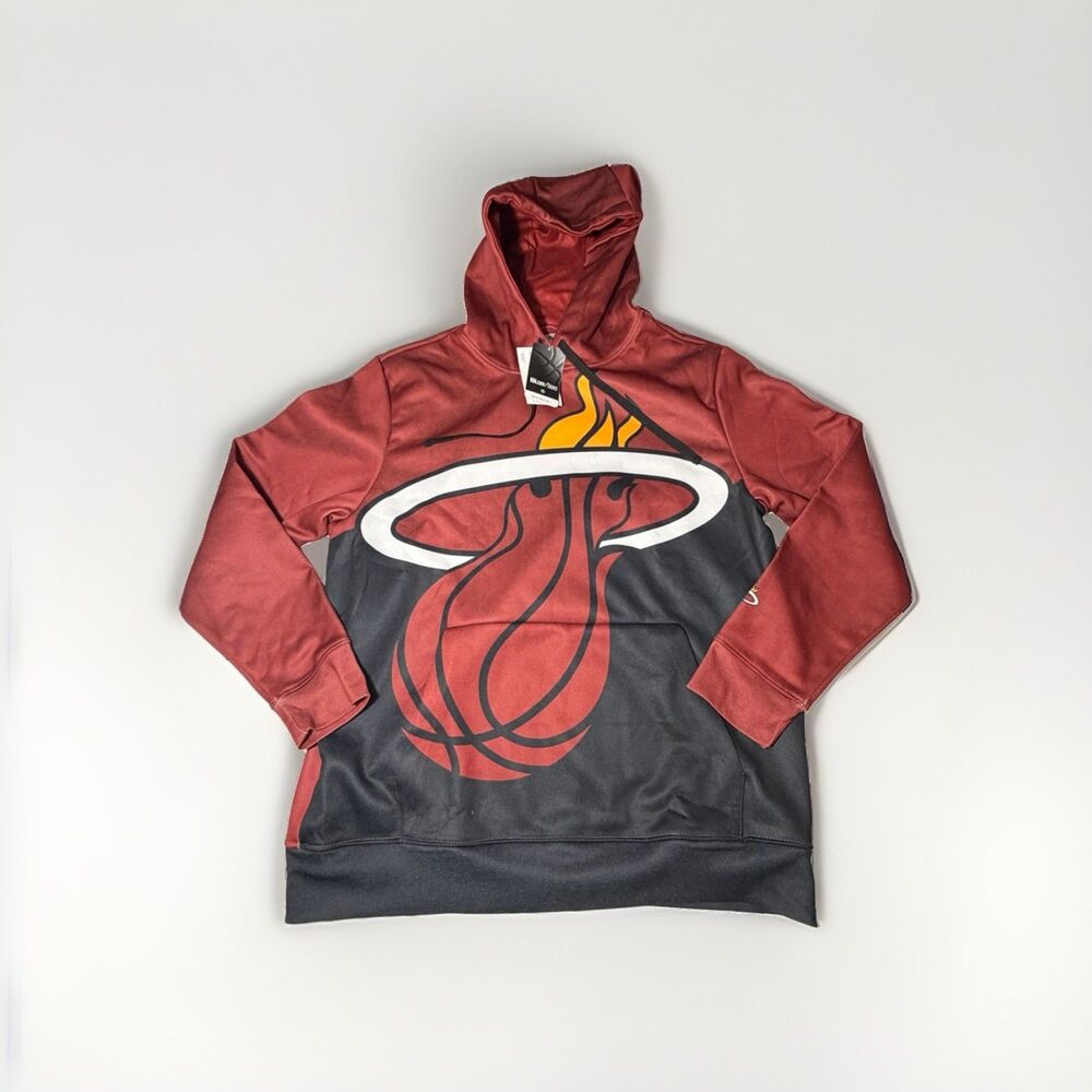 NWT Miami Heat NBA Big Logo Pullover Hoodie Men’s Large Red Black Basketball